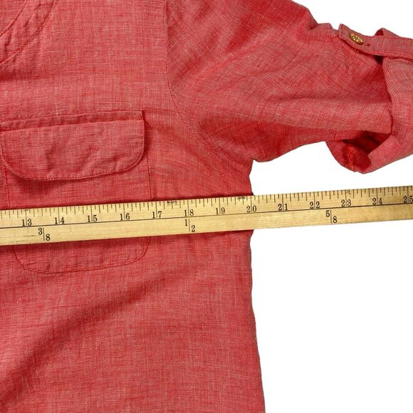 ELLEN Tracy Linen Tops Womens M Coral Summer Comfortable Beachy Casual Blouse - Picture 14 of 16